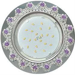 Ecola GX53 H4 5360 Glass Круг с  прозр.и аметист. стразами Корона (оправа хром)/фон зерк../центр.часть хром 52x120 (к+) FP53RNECB - фото 10260