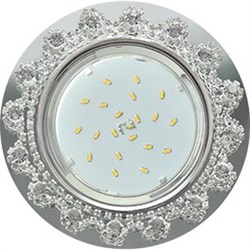 Ecola GX53 H4 5360 Glass Круг с  прозрачными стразами Корона (оправа хром)/фон зерк../центр.часть хром 52x120 (к+) FW53RNECB - фото 10263