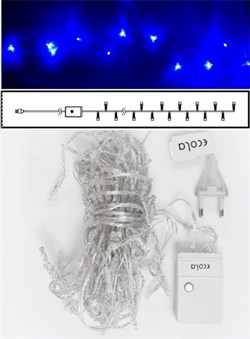 Ecola LED гирлянда 220V IP20 Нить  8м 120Led Синяя Blue, 8 режимов, прозр.провод с вилкой N2YB08ELC - фото 11318