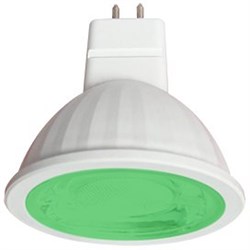 Ecola MR16   LED color  9,0W  220V GU5.3 Green Зеленый (насыщенный цвет) прозрачная 47х50 M2CG90ELT - фото 11491