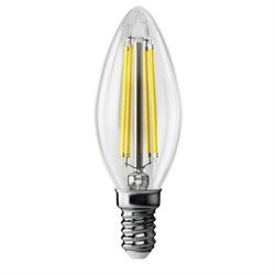 Ecola candle   LED Premium  7,0W  220V E14 6000K 360° filament прозр. нитевидная свеча (Ra 80, 100 Lm/W, КП=0) 96х37 N4QD70ELC - фото 11957