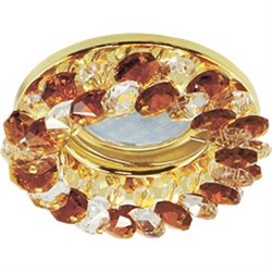 Ecola MR16 CD4141 GU5.3 Светильник встр. круглый с хрусталиками Прозрачный и Янтарь/Золото 50x90 (кd74) FA1618EFY - фото 4409