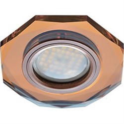 Ecola MR16 DL1652 GU5.3 Glass Стекло 8-угольник с прямыми гранями Янтарь / Черненая медь 25x90 (кd74) FA1652EFF - фото 4530
