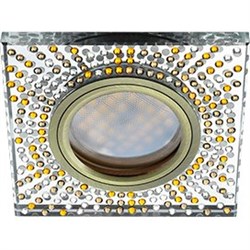 Ecola MR16 DL1658 GU5.3 Glass Стекло Квадрат с  прозр.-янтарной мозаикой/фон зерк../центр.часть черненая бронза 25x95x95 FQ16SGECB - фото 4560
