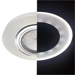 Ecola MR16 LD1650 GU5.3 Glass Стекло с подсветкой Круг Матовый / Хром 25x95 (кd74) SL1650EFF - фото 4651