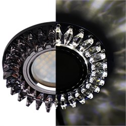 Ecola MR16 LD1661 GU5.3 Glass Стекло Круг с прозр. стразами Гребенка с подсветкой/фон черн./центр.часть хром 42x95 SX16RCEFB - фото 4672