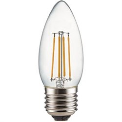 Ecola candle   LED Premium  6,0W  220V E27 2700K 360° filament прозр. нитевидная свеча (Ra 80, 100 Lm/W, КП=0) 96х37 N7QW60ELC - фото 9804