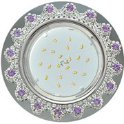 Ecola GX53 H4 5360 Glass Круг с  прозр.и аметист. стразами Корона (оправа хром)/фон зерк../центр.часть хром 52x120 (к+) FP53RNECB