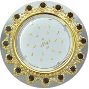 Ecola GX53 H4 5360 Glass Круг с  прозр.и янтарн. стразами Корона (оправа золото)/фон зерк../центр.часть золото 52x120 (к+) FA53RNECB