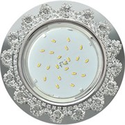 Ecola GX53 H4 5360 Glass Круг с  прозрачными стразами Корона (оправа хром)/фон зерк../центр.часть хром 52x120 (к+) FW53RNECB