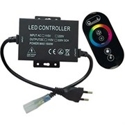 Ecola LED strip 220V RGB  RF controller (IP20) 1500W 6,6A для ленты 220V 16x8 IP68 с кольцевым сенсорным черным радиопультом RFB615KSB