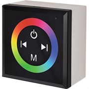 Ecola LED strip RGB Controller 12A 144W 12V (288W 24V) настенный черный с кольцевым сенсором с установ. коробкой CPB12AESB