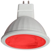 Ecola MR16   LED color  9,0W  220V GU5.3 Red Красный (насыщенный цвет) прозрачная 47x50 M2CR90ELT