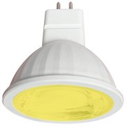 Ecola MR16   LED color  9,0W  220V GU5.3 Yellow Желтый (насыщенный цвет) прозрачная 47х50 M2CY90ELT