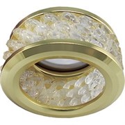 Ecola MR16 DL1655 GU5.3 встр. круглый с хруст.(3 ряда) и ободком - Прозрачный / Золото 63x85 (кd74) FG1655EFF