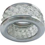 Ecola MR16 DL1655 GU5.3 встр. круглый с хруст.(3 ряда) и ободком - Прозрачный / Хром 63x85 (кd74) FC1655EFF