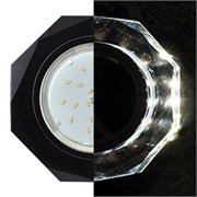 Ecola GX53 H4 LD5312 Glass Стекло 8-угольник с прямыми гранями с подсветкой  черный хром - черный 38x128 (к+) SP538AECH
