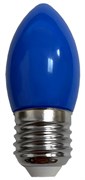 Ecola candle   LED color  2,0W 220V E27 Blue свеча Синяя матовая колба 82x37 C7TB20ELY