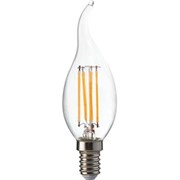 Ecola candle   LED Premium  6,0W  220V E14 2700K 360° filament прозр. нитевидная свеча на ветру (Ra 80, 100 Lm/W, КП=0) 125х37 N4UW60ELC