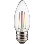 Ecola candle   LED Premium  6,0W  220V E27 2700K 360° filament прозр. нитевидная свеча (Ra 80, 100 Lm/W, КП=0) 96х37 N7QW60ELC